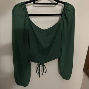 Dark Green Cropped Shirt